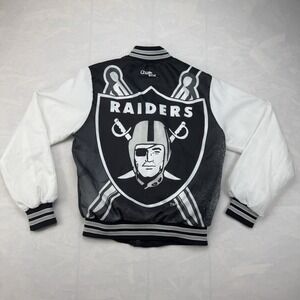 Vintage Chalk Line NFL Raiders Satin Bomber Jacket Made USA Mens S